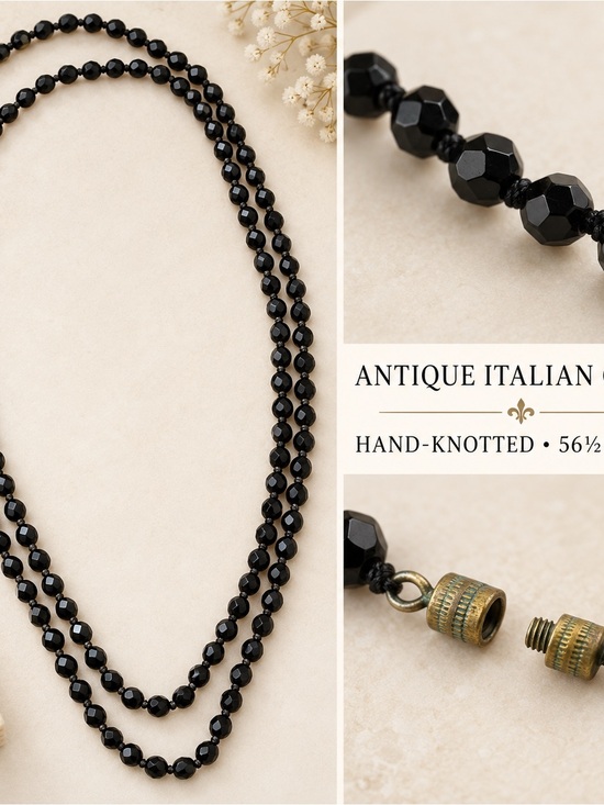 Jewelry - Antique 1920s Italian Glass Flapper Necklace Hand Knotted Art Deco 56.5”